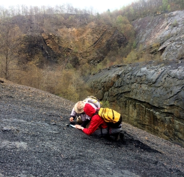Students working in the field